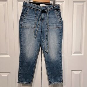 Torrid Blue Denim Straight‎ Leg Ankle Length Jeans with Tie Belt Size 10